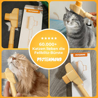 Placeholder: self-cleaning cat brush in use on cats