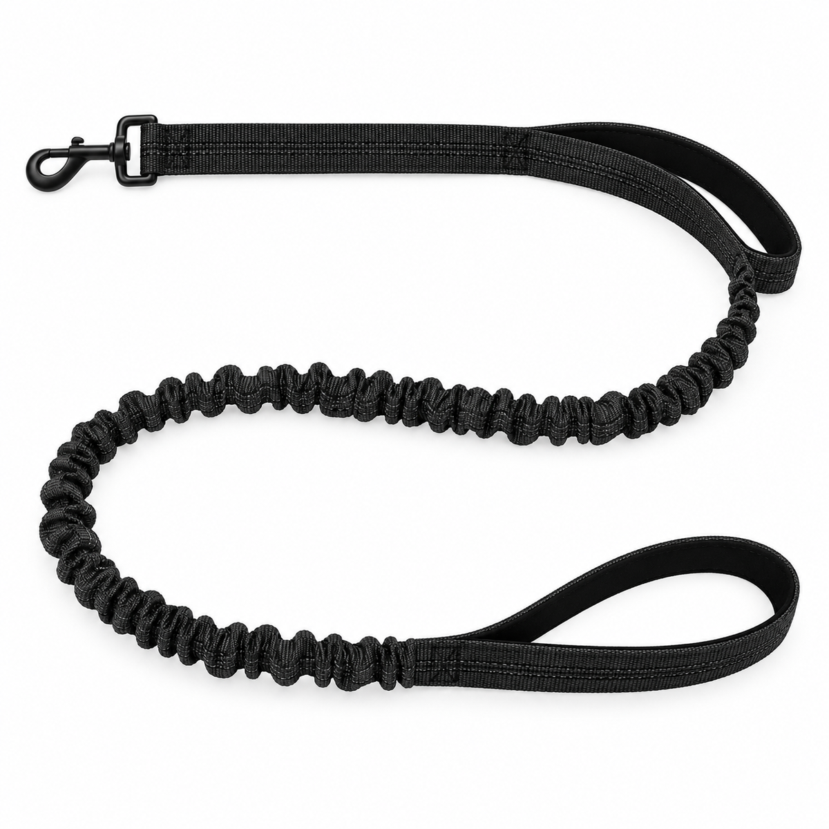 Luvly Jubbly bungee dog lead in black on a white background