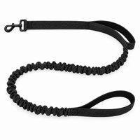 Luvly Jubbly bungee dog lead in black on a white background