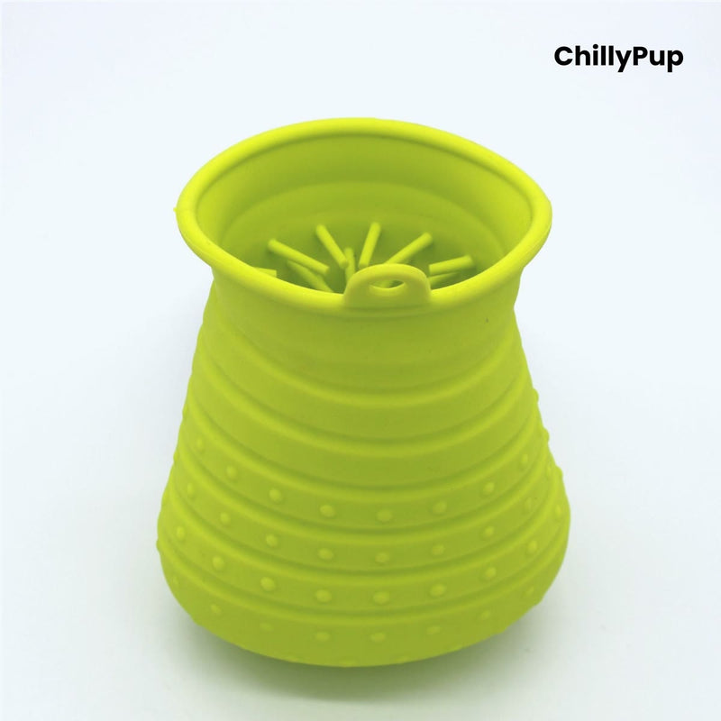Placeholder: lime green silicone dog paw cleaner cup (ChillyPup image)